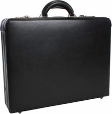 Leder Aktenkoffer 45 cm groß Erweiterbar bis 20 Li Schwarz D & N – Bowatex