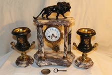 Französische Portaluhr  ,  4 Säulen + 2 Beisteller, TOP Zustand, 1900