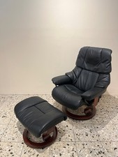Stressless Sessel Reno M Original Schwarz Leder mit Hocker Neuwertig
