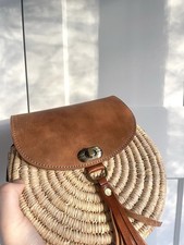 Tasche Leder und Bast Natur