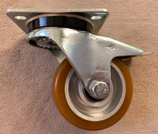 4 Schwerlastrollen  (Polyurethan)  Lenkrolle 90  mm mit Feststellbremse