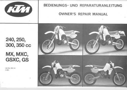 Werkstatthandbuch ktm 300 - werkstatthandbuch, gs