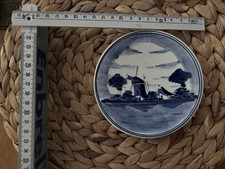 kleiner delfter Sammelteller/Wandteller, blau-weiss, Delft, alt