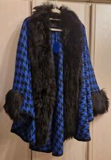 Alfredo Pauly...Poncho...Cape mit Webpelz ... Blau...