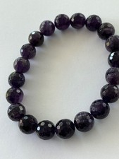 Yvesse dunkel lila Amethyst facettiert Kugel Zugarmband flexibel Edelstein pur