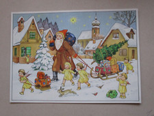 antiker Adventskalender,ungeöffnet,30 - ziger Jahre Weihnachtsmann mit Schlitten