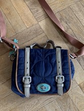 Handtasche Fossil dunkelblau Umhängetasche Leder und Stoff