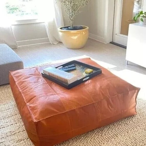 Echt ottoman leder - leder, pouf
