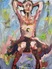 Ölbild Frau Bunt Farbe  Gemälde Modern Art Alexander Diener Akt Unikat Wandbild 
