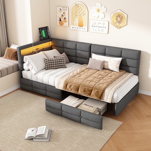 Einzelbett polsterbett 90x200 - einzelbett,