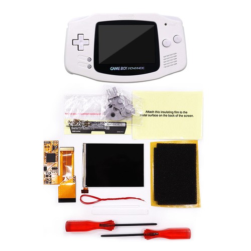 White button cut shell - white, shell+gameboy