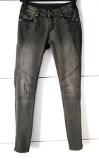 Blue Monkey Jeanshose Lesley 1640 Biker-Look Khaki Gr. 25 Länge 32 neuwertig