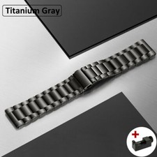 16 | 18 | 20 | 22 mm Titan Edelstahl Glieder-Uhrenarmband Silber Schwarz Metall
