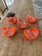 4 Vintage Teetassen Und Ein Milchkännchen Melitta 70er Jahre Orange Kunststoff