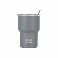 Thermobecher Isolierbecher grau Kaffeebecher mit Deckel 400ml Thermotasse