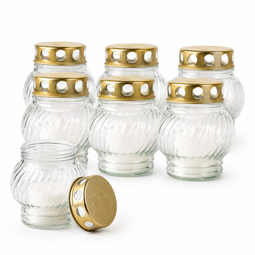 Grablichter glas mit kerze - glas,