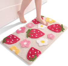 Rosa Badezimmerteppich Erdbeer Badematte Rutschfest Waschbar Badteppich Bunt Mik