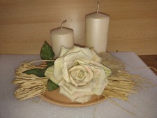 deko platte teller keramik steinzeug durchmesser ca 22 cm blume 2 kerzen