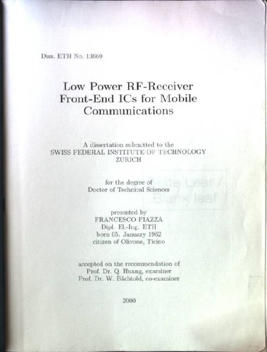 Low power receiver - power, rf-receiver