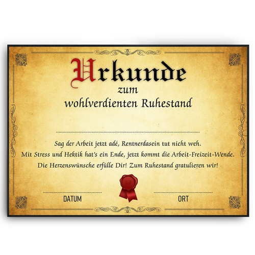 Ruhestand urkunde - ruhestand,