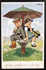 AK  Künstlerkarte POE Paul Otto ENGELHARD (1872-1924) WK1 Feldpost Sachrang 1917