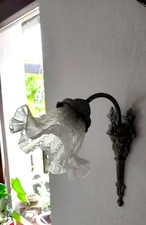 antike Wandlampe  Schwanenhals Glasschirm Jugendstil