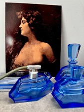 VINTAGE ART DECO BLAU GLAS