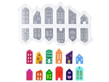 12 Stück Silikonformen Gießformen Häuser Silikonform Haus Gips Zum Gießen Gie...