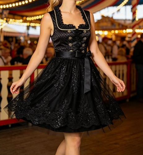 Schwarzes dirndl trachtenkleid - schwarzes,