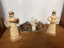 Dekorative Figuren aus Maisblättern Haus Dekor handmade + 2 Garten Haus 4 Teille