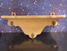 antik Wand regal  Ablage Bord  Weich Obst Holz Messing 3 Haken leiste  L36 cm