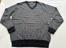 Fein-Strickpullover Herren Vintage GR. XL  m Cashmere schwarz grau V-Ausschnitt