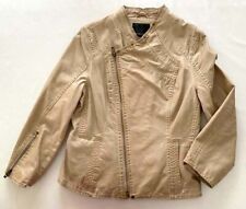 AMISU Kunst Lederjacke Biker beige antik Gr. 38 - 40 wie neu  -  Maße im Text