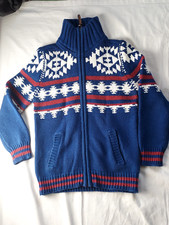 Strickjacke Cardigan blau mit Norwegermuster Kragen Gr.152 von petrol industries