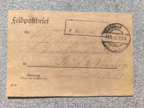Feldpostbrief 1918