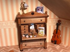 Bodo Hennig Biedermeier-Sekretär Kirschbaum Holz f. Puppenstube M 1:10 NEUwertig