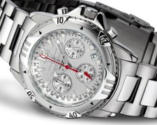 FIREFOX Herren Fliegeruhr Edelstahl Chronograph AIRFIGHTER FFS02 silber 10 ATM