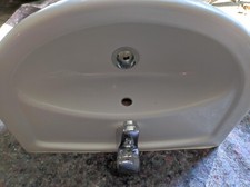 Waschbecken 50cm mit Halbsäule und Armatur (Mischbatterie)