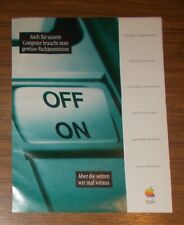 Seltene Werbung APPLE Für unsere Computer braucht man Fachkenntnisse ON/OFF 1995