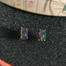 Natur Echt schwarzer Opal Top Feuer Ohrstecker Ohrringe Damen Edelstein