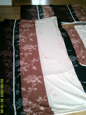 Microfaser Bettwäsche 4-teilig schwarz/braun/creme Rosenmotiv 135x200 cm
