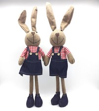 Hasenpaar Hase  Osterhase Ostern Osterdeko Dekoration Stoff Stofftier Blue Jeans
