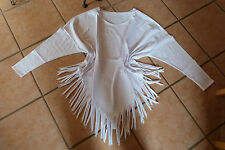 BORIS INDUSTRIES Tunika Shirt Fransen 44 46 48 50 52 54 NEU! weiß LAGENLOOK weit
