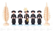 Kurrende Kurrendefiguren schwarz mit Spanbäumchen (7) BxHxT 3 cmx9 cmx3 cm NEU 