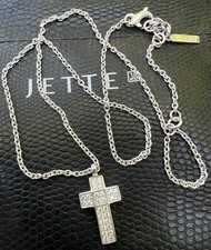 Wunderschöne Jette Joop Kette & Pave Kreuz Anhänger Neu 