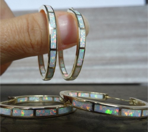 Große opal creolen feueropal - große,