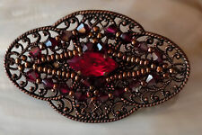 Brosche im Stil der 20er Jahre °auf alt gemacht° Nadel rote Steine Braunbronze