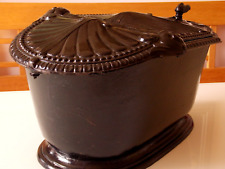 antik Holz Behälter Kohle frosch schütte kasten Jugendstil Belgien um 1900