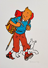 Tim und Struppi Comic Gemälde Gouache auf Papier 21x30cm Original Unikat