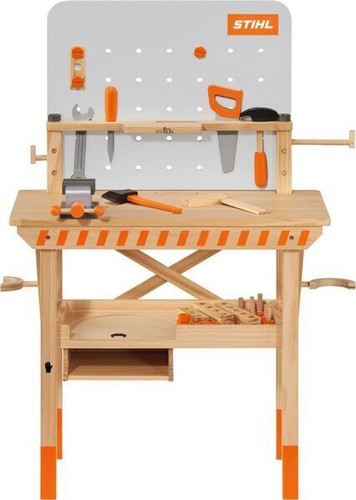 Stihl kinderwerkbank aus holz - kinderwerkbank,
